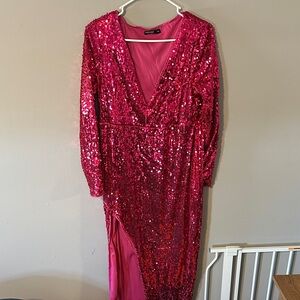 SHEIN Pink Sequin Maxi Dress